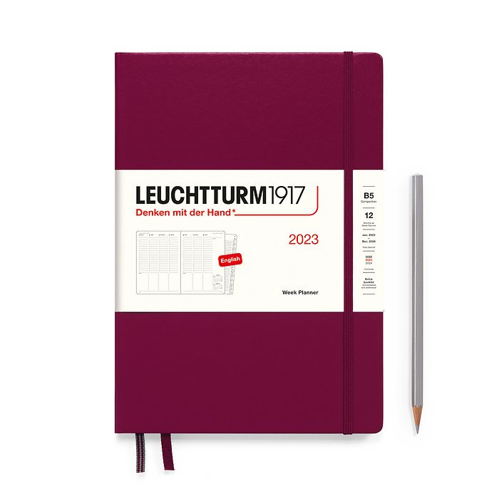 Week Planner Composition (B5)  2023, with booklet, Port Red, English