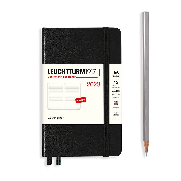 Daily Planner Pocket (A6) 2023, Black, English