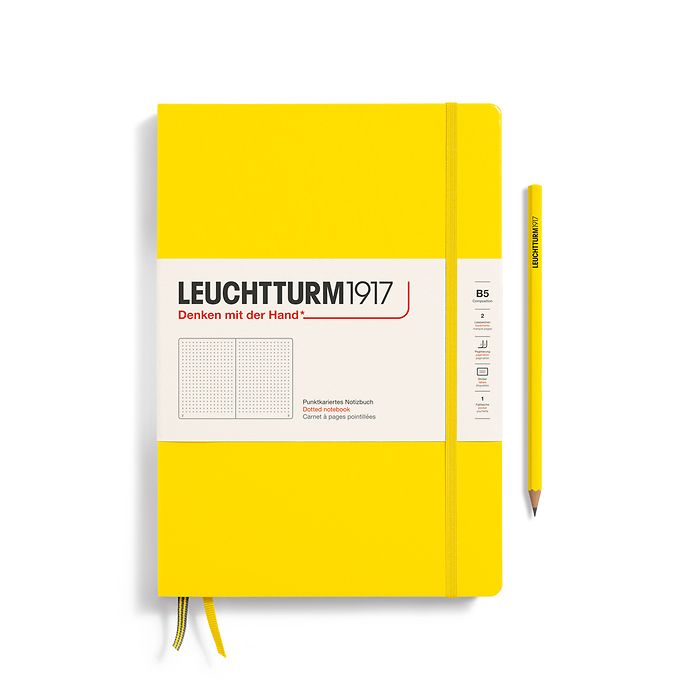 Notebook Composition (B5), Hardcover, 219 numbered pages, Lemon, dotted