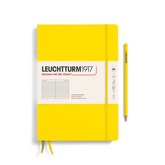 Notebook Composition (B5), Hardcover, 219 numbered pages, Lemon, ruled