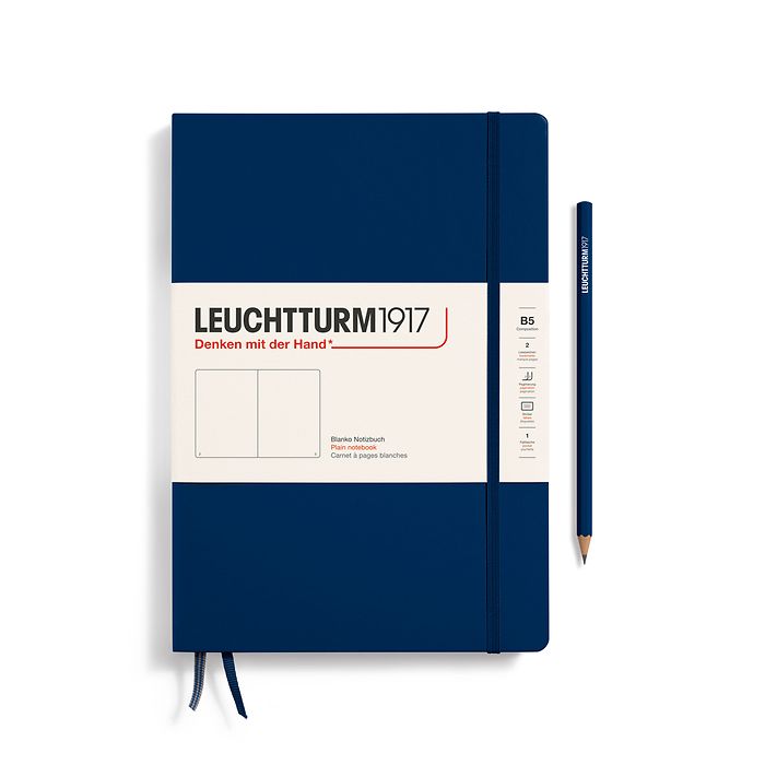 Notebook Composition (B5), Hardcover, 219 numbered pages, Navy, plain