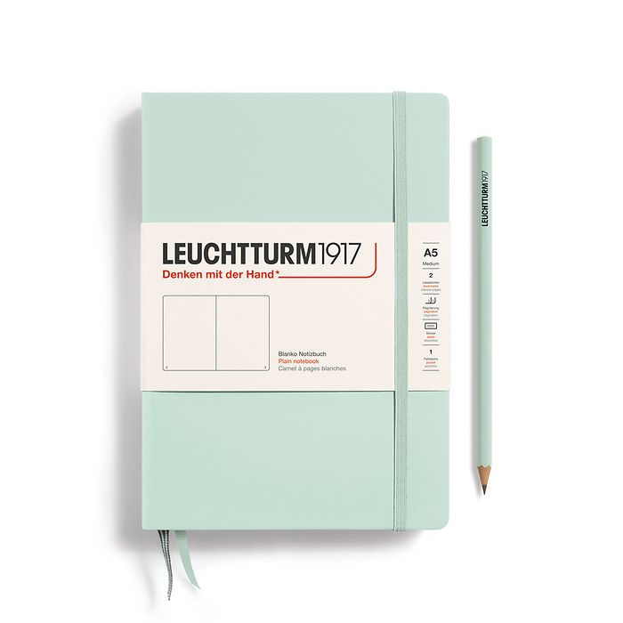 Notebook Medium (A5), Hardcover, 251 numbered pages, Mint Green, plain