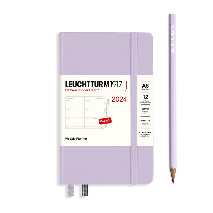 Weekly Planner Pocket (A6) 2024, with booklet, Lilac, English