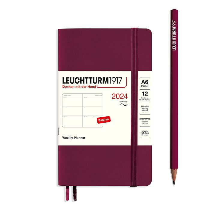 Weekly Planner Pocket (A6) 2024, Softcover, Port Red, English