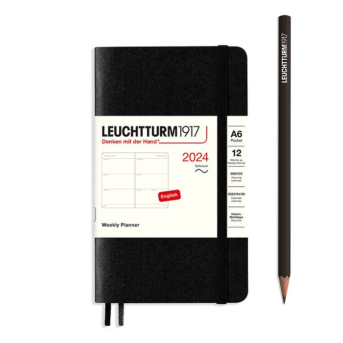 Weekly Planner Pocket (A6) 2024, Softcover, Black, English