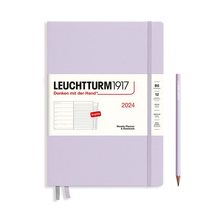 Weekly Planner & Notebook Composition (B5) 2024, with booklet, Lilac, English