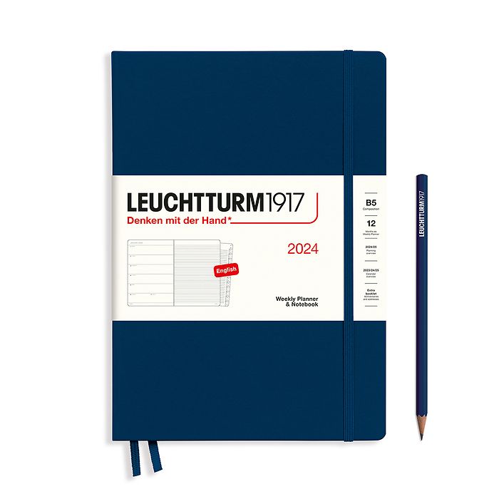 Weekly Planner & Notebook Composition (B5) 2024, with booklet, Navy, English