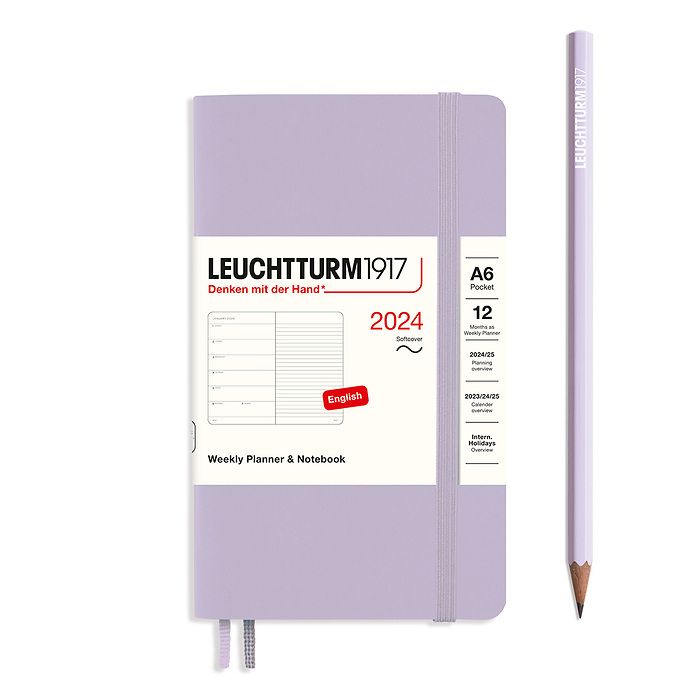 Weekly Planner & Notebook Pocket (A6) 2024, Softcover, Lilac, English