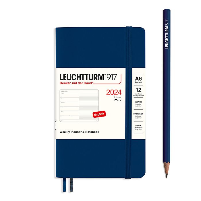 Weekly Planner & Notebook Pocket (A6) 2024, Softcover, Navy, English