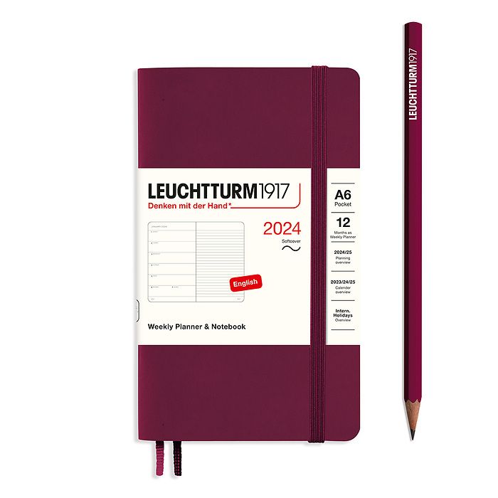 Weekly Planner & Notebook Pocket (A6) 2024, Softcover, Port  Red, English