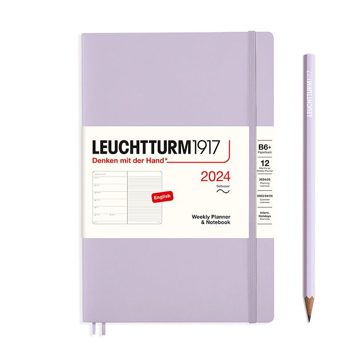 Weekly Planner & Notebook Paperback (B6+) 2024, Softcover, Lilac, English