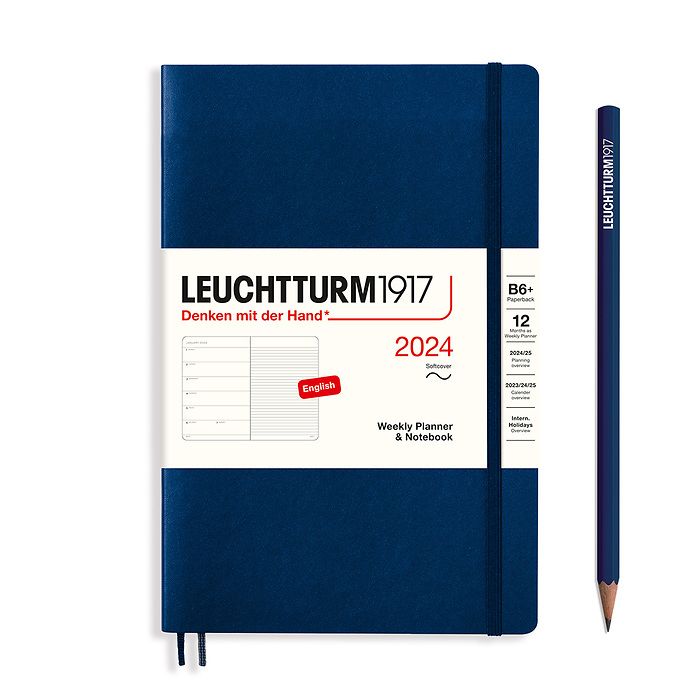Weekly Planner & Notebook Paperback (B6+) 2024, Softcover, Navy, English