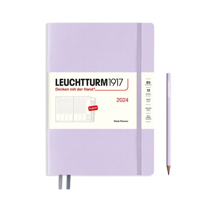 Week Planner Composition (B5)  2024, with booklet, Lilac, English