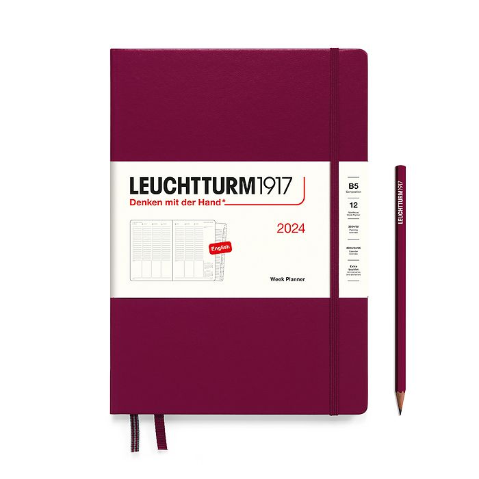Week Planner Composition (B5)  2024, with booklet, Port Red, English