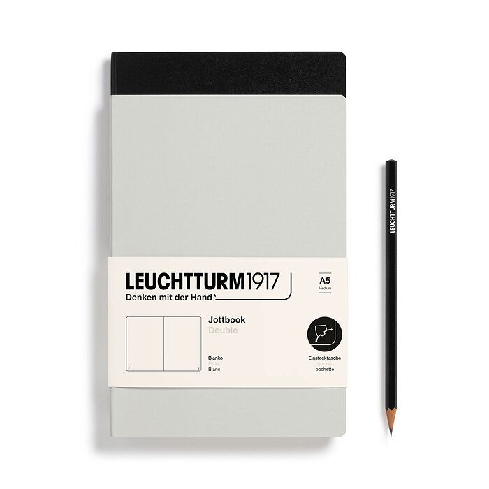 Jottbook (A5), 59 numbered pages, plain, Light Grey and Black, Pack of 2
