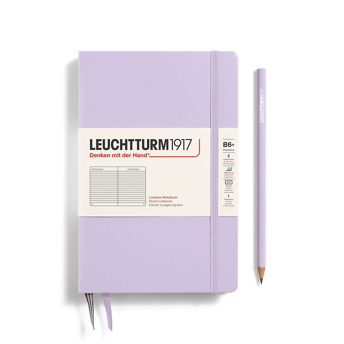 Notebook Paperback (B6+), Hardcover, 219 numbered pages, Lilac, ruled