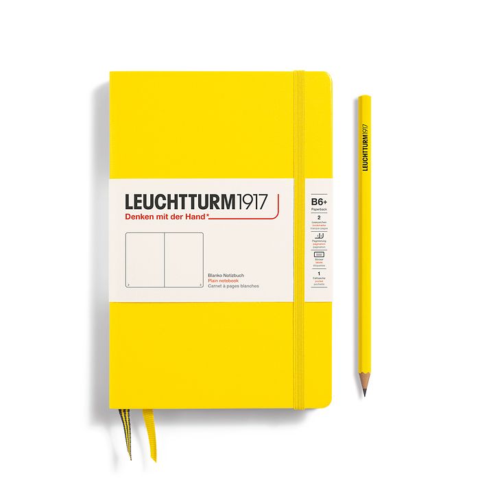 Notebook Paperback (B6+), Hardcover, 219 numbered pages, Lemon, plain