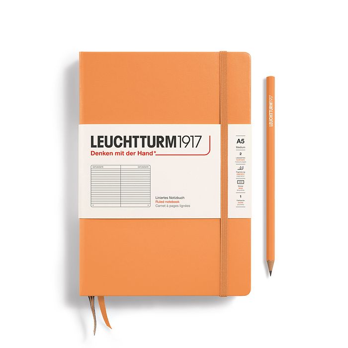 Notebook Medium (A5), Hardcover, 251 numbered pages, Apricot, ruled