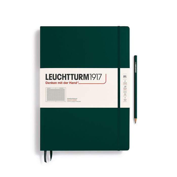 Notebook Master Classic (A4+), Hardcover, 235 numbered pages, Forest Green, squared