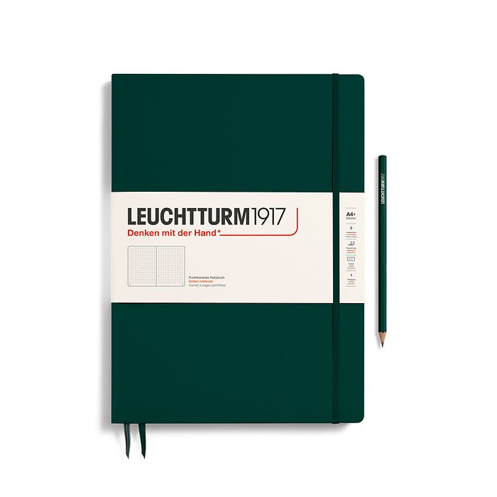 Notebook Master Slim (A4+), Hardcover, 123 numbered pages, Forest Green, dotted