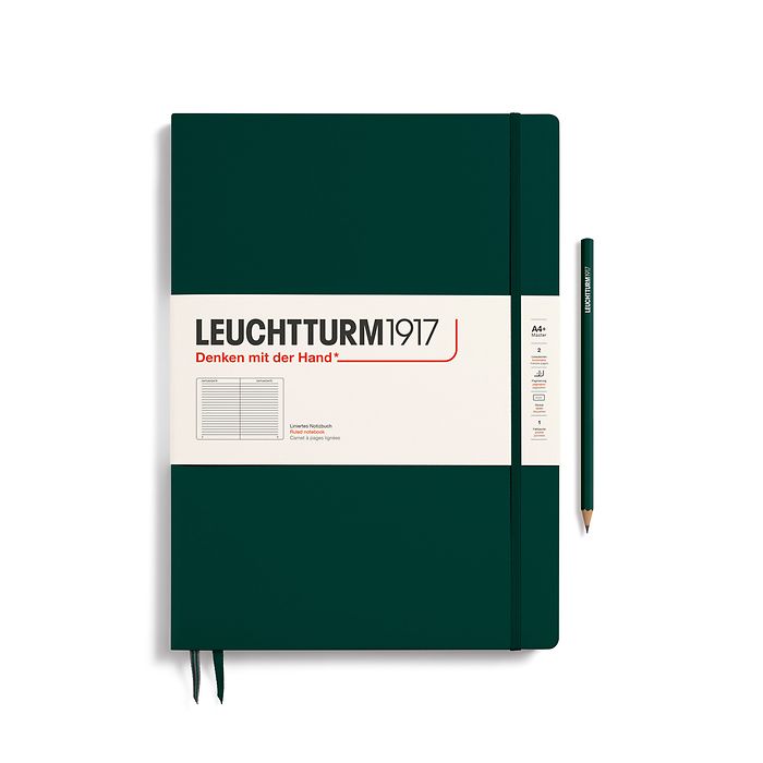 Notebook Master Slim (A4+), Hardcover, 123 numbered pages, Forest Green, ruled