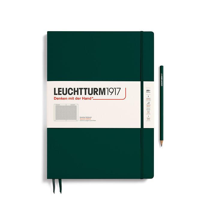 Notebook Master Slim (A4+), Hardcover, 123 numbered pages, Forest Green, squared