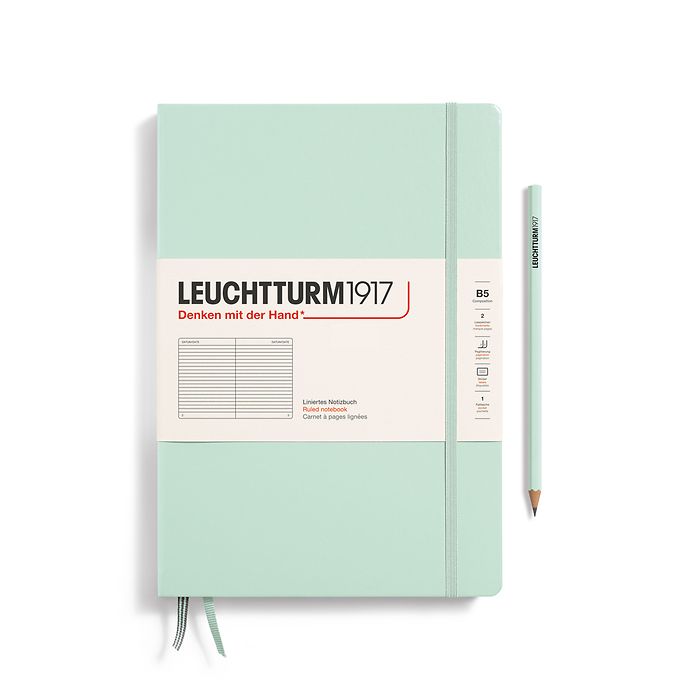 Notebook Composition (B5), Hardcover, 219 numbered pages, Mint Green, ruled