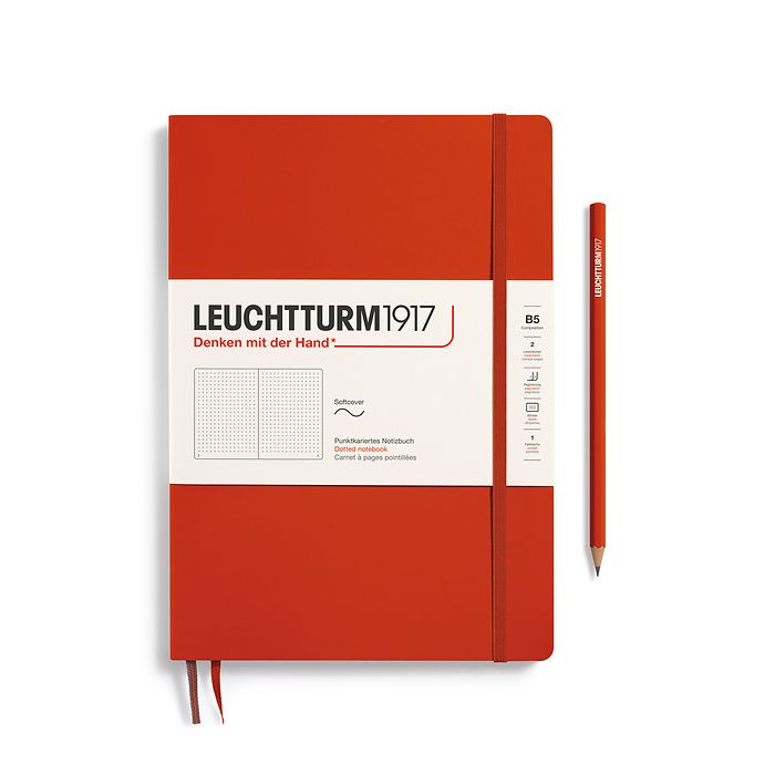 Notebook Composition (B5), Softcover, 123 numbered pages, Fox Red, dotted