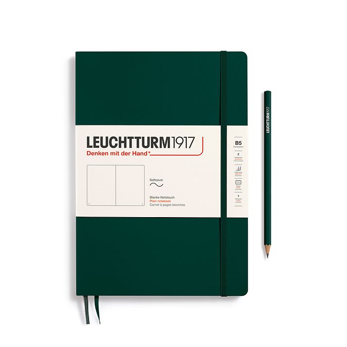Notebook Composition (B5), Softcover, 123 numbered pages, Forest Green, plain