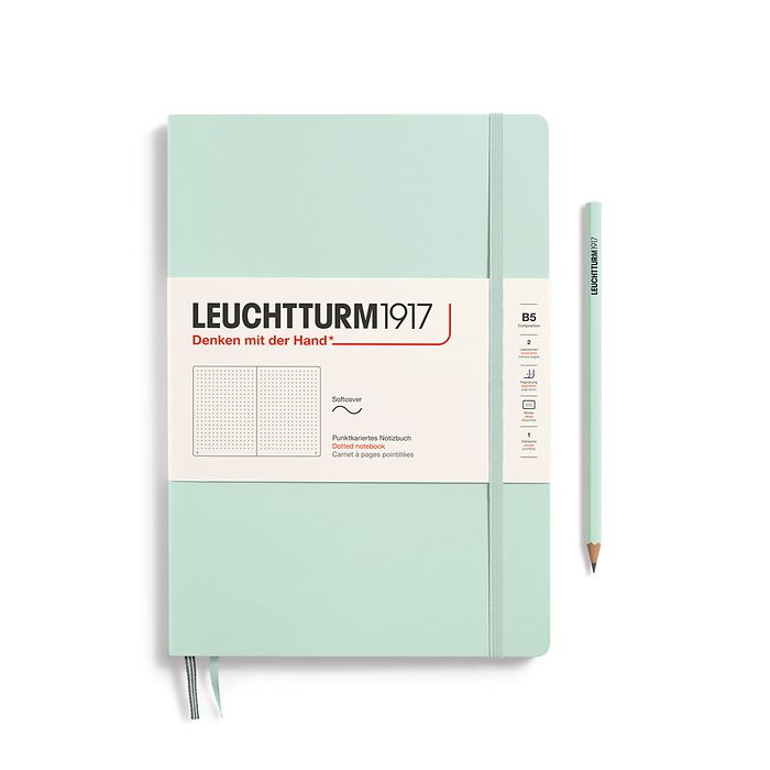 Notebook Composition (B5), Softcover, 123 numbered pages, Mint Green, dotted