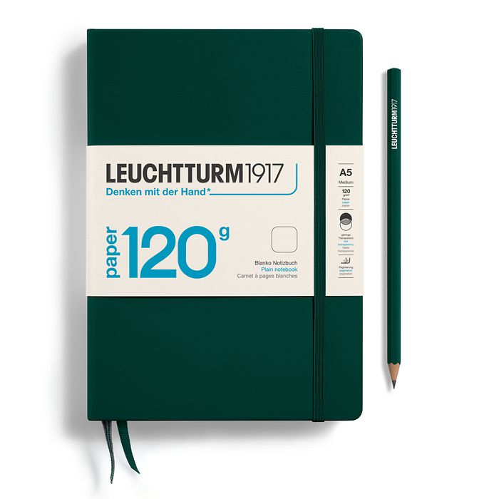 Notebook Medium (A5), EDITION 120, Hardcover, 203 numbered pages, Forest Green, plain