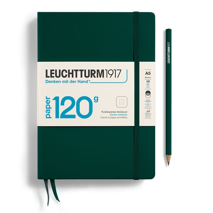 Notebook Medium (A5), EDITION 120, Hardcover, 203 numbered pages, Forest Green, dotted
