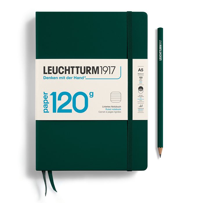 Notebook Medium (A5), EDITION 120, Hardcover, 203 numbered pages, Forest Green, ruled
