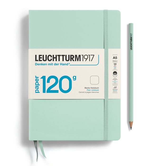 Notebook Medium (A5), EDITION 120, Hardcover, 203 numbered pages, Mint Green, plain