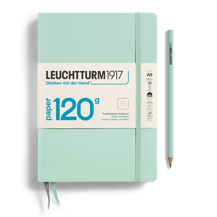 Notebook Medium (A5), EDITION 120, Hardcover, 203 numbered pages, Mint Green, dotted