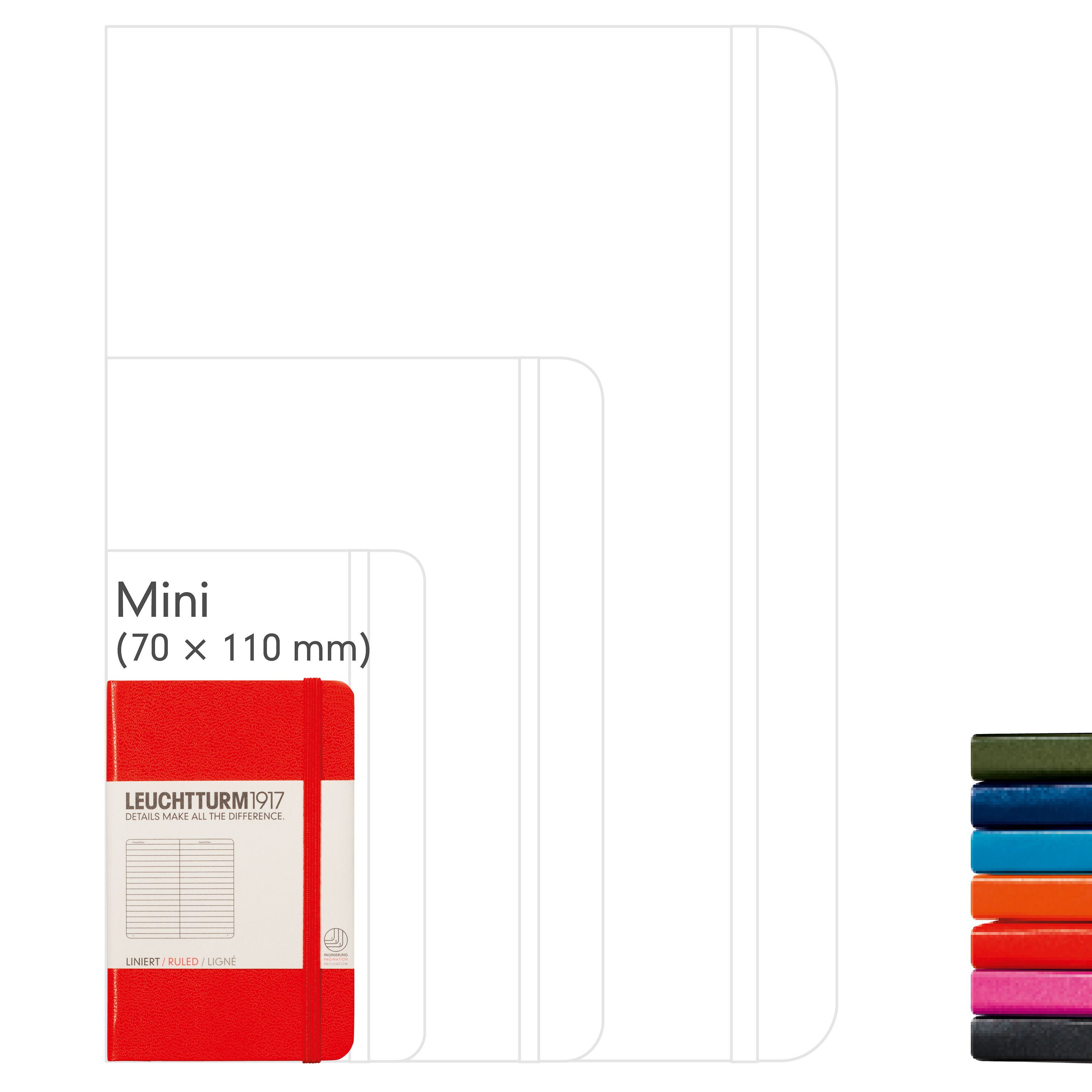 Leuchtturm 1917 Mini A7 Luxury Stationery Notebook Ruled Pages Red 